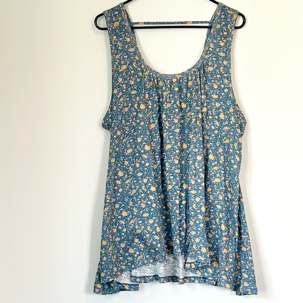 NATURAL LIFE Floral Free Spirit Tank Top - Blue and Yellow - Size: Medium
